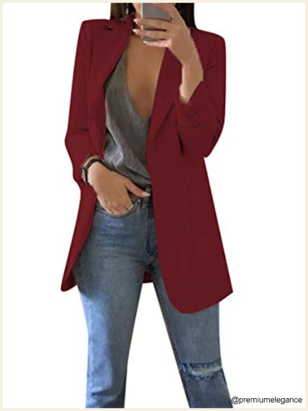 Women's Blazer Long Sleeve Notch Lapel Polyester Button Front Work Jacket